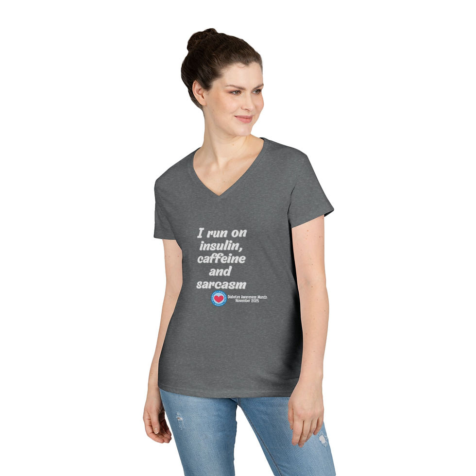 Thumbnail: I Run on Insulin, Caffeine and Sarcasm V-Neck Tee for Women,Diabetes Awareness