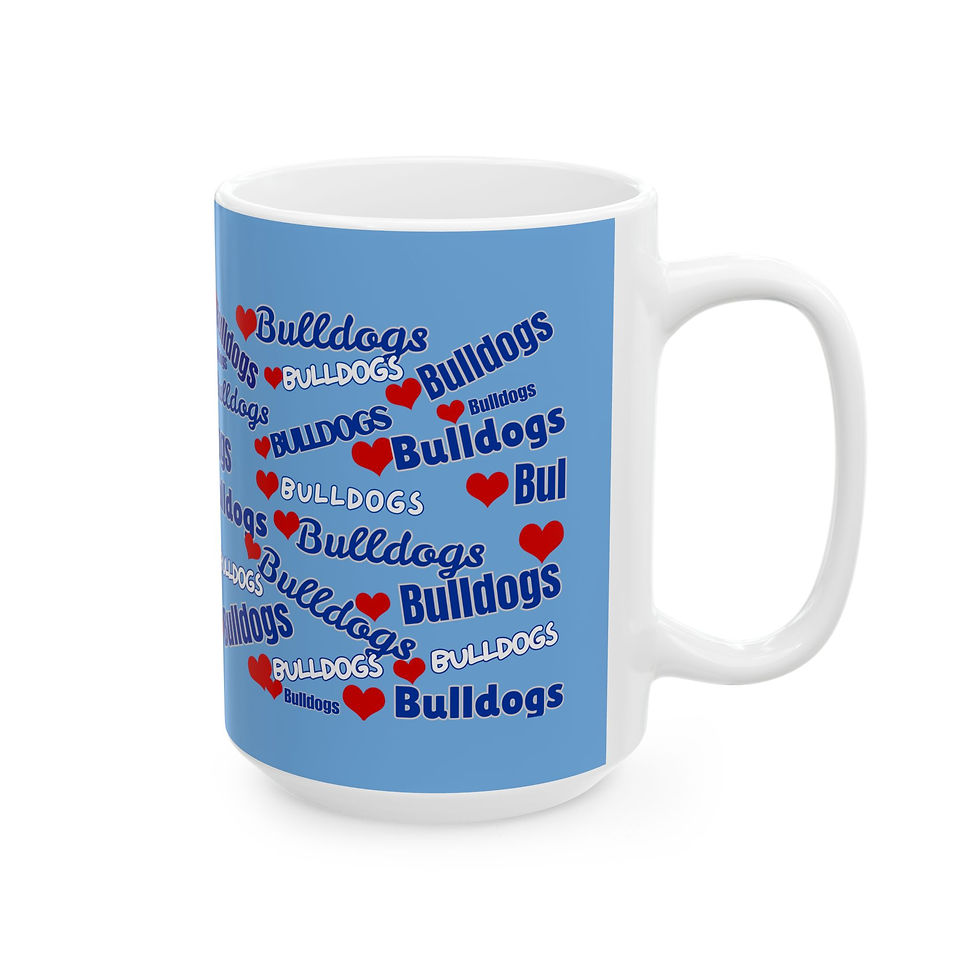 Thumbnail: Bulldogs Love Pattern Ceramic Mug — Blue 11oz/15oz