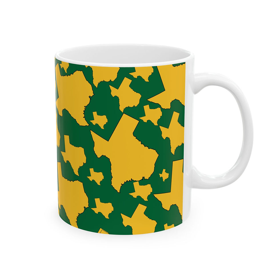 Thumbnail: Texas Mug–Green w/Gold side one & Gold w/Green on reverse (11oz, 15oz)