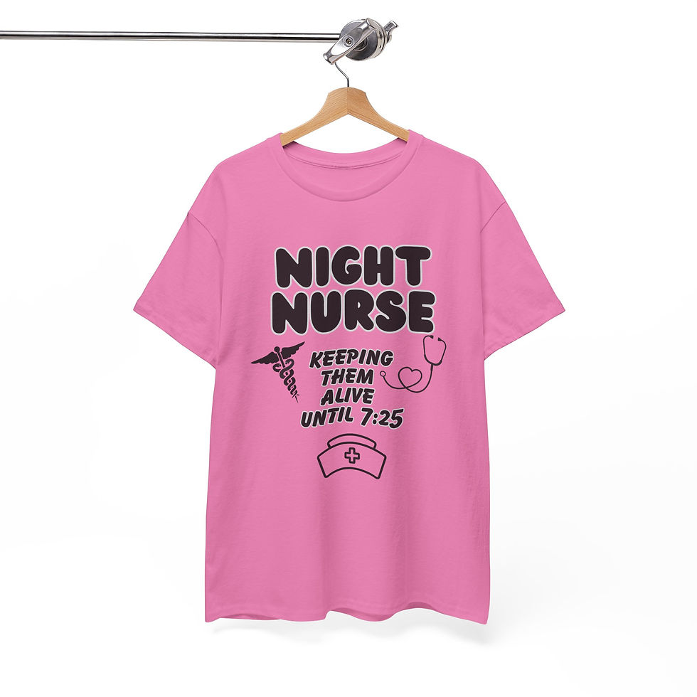 Thumbnail: Night Nurse Unisex Heavy Cotton Tee - Keeping Them Alive Until 7:25