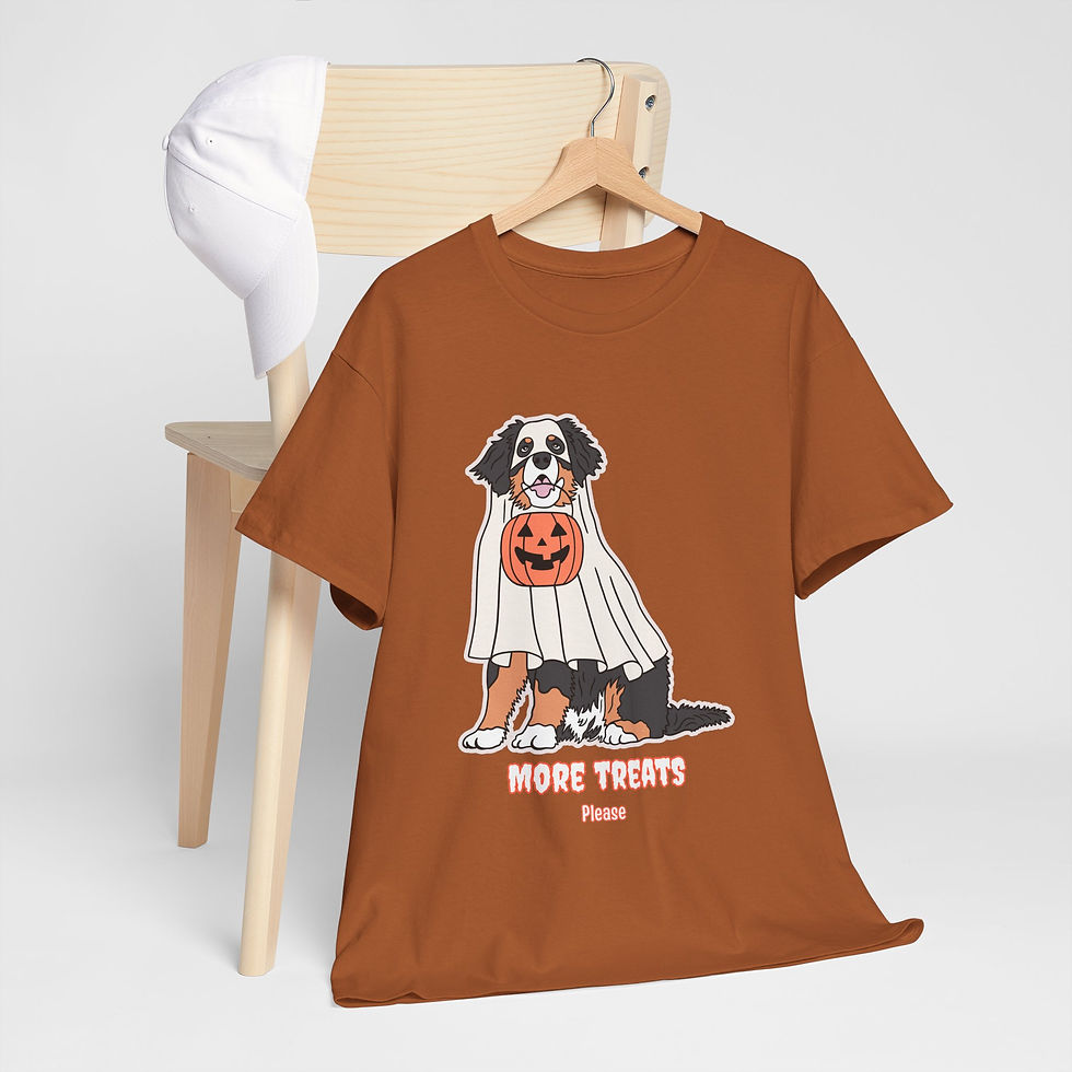 Thumbnail: Halloween Dog Tee — 'More Treats' Ghost Costume Graphic T-Shirt