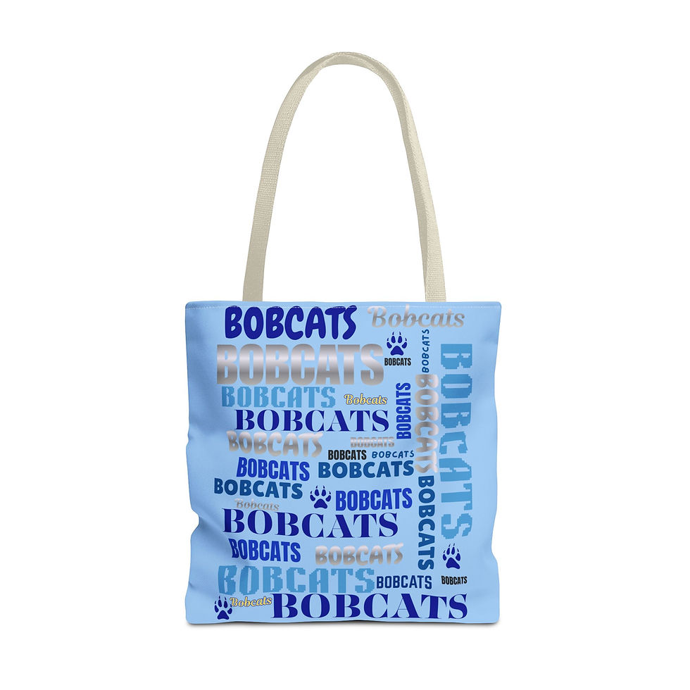 Thumbnail: Bobcats Pattern Light Blue Tote Bag – School Spirit Paw Print Tote