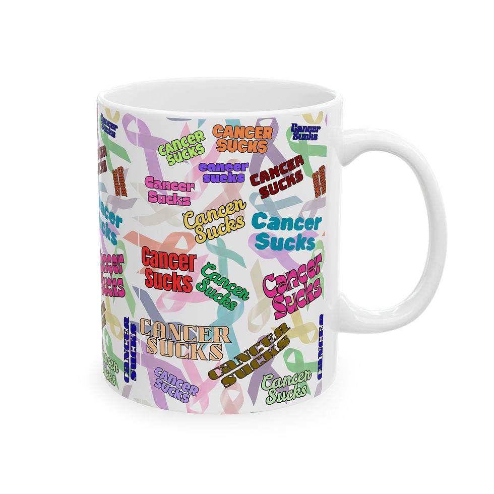 Thumbnail: CANCER SUCKS Ceramic Mug - Gift for Cancer Fighters/Cancer Warriors, 11oz & 15oz