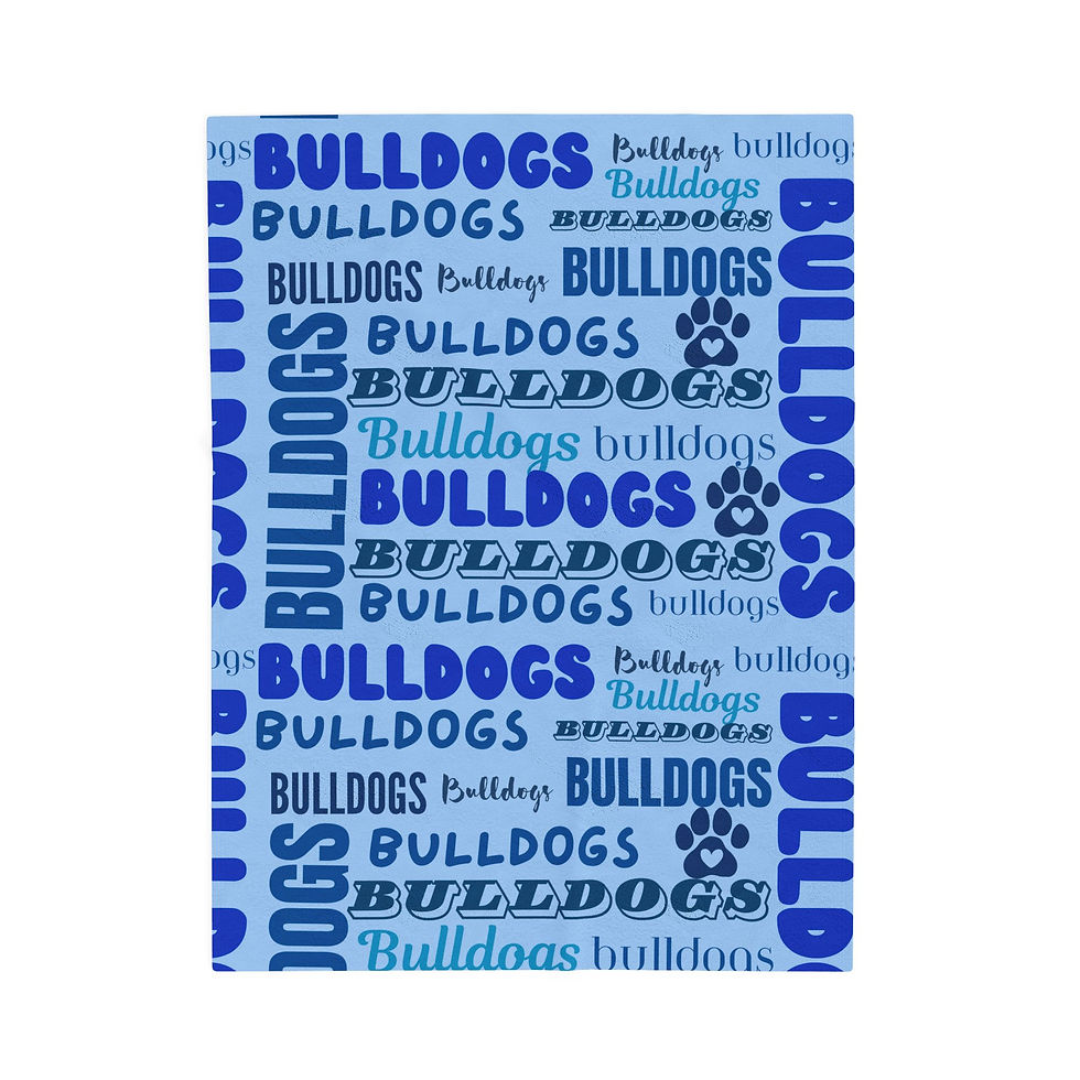 Thumbnail: Bulldogs Velveteen Plush Blanket – Blue Team Logo Pattern