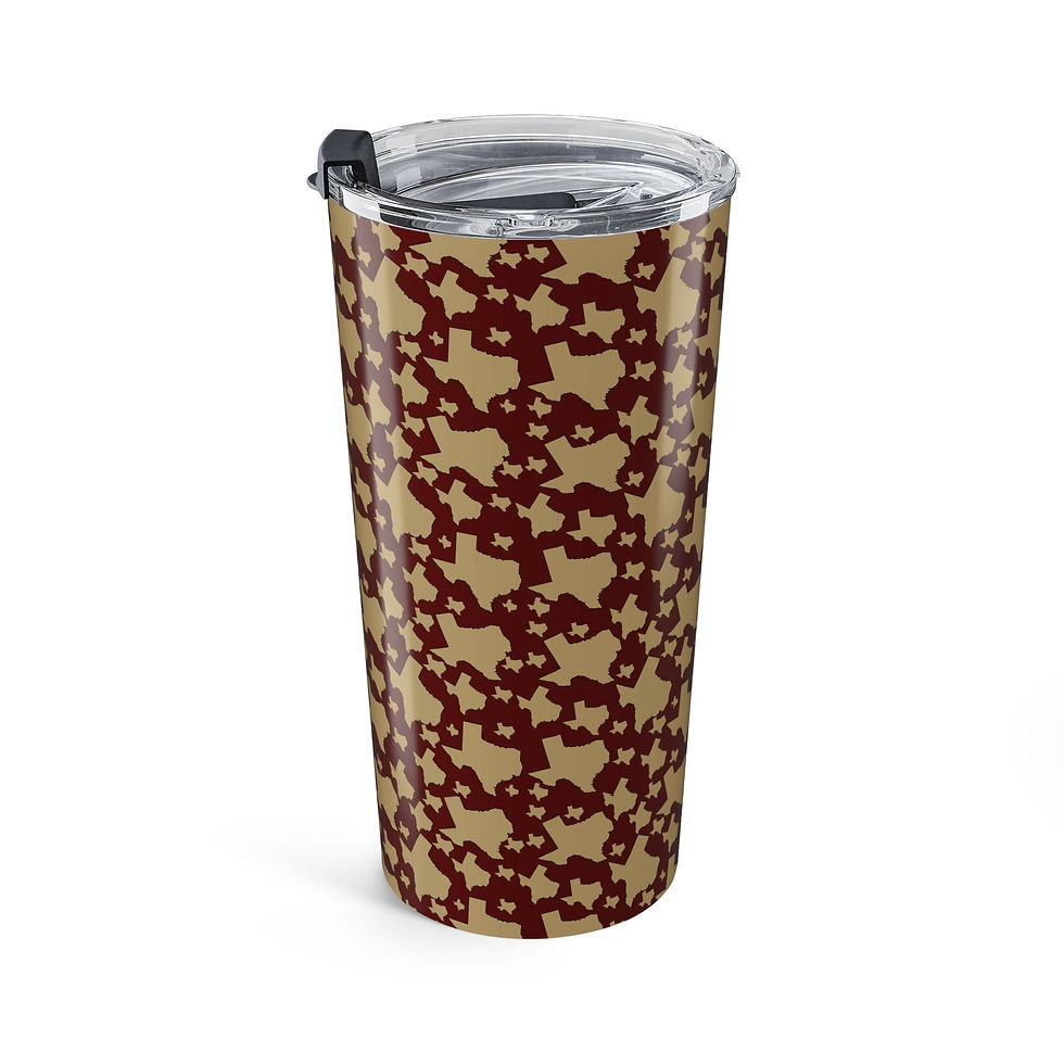 Thumbnail: 20oz Texas Pattern Stainless Steel Tumbler — Maroon & gold Travel Cup