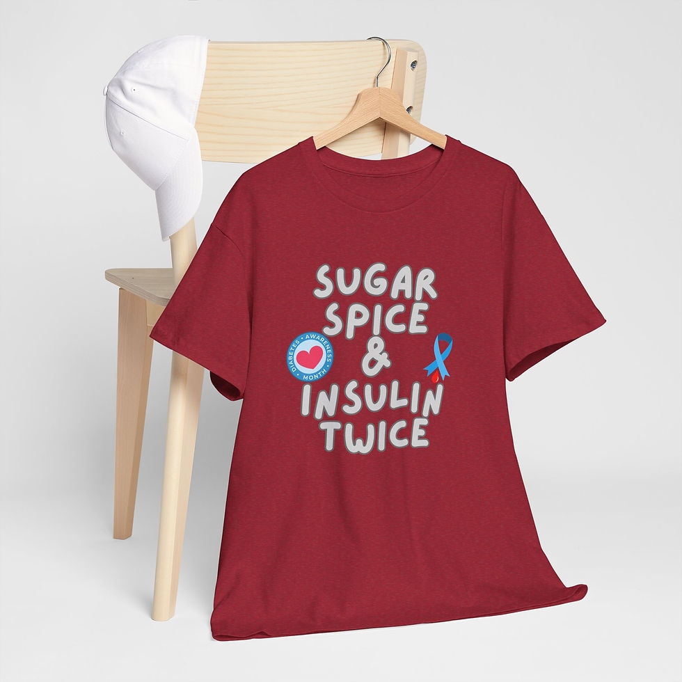 Thumbnail: Diabetes Awareness Unisex Heavy Cotton Tee - "Sugar, Spice & Insulin Twice"
