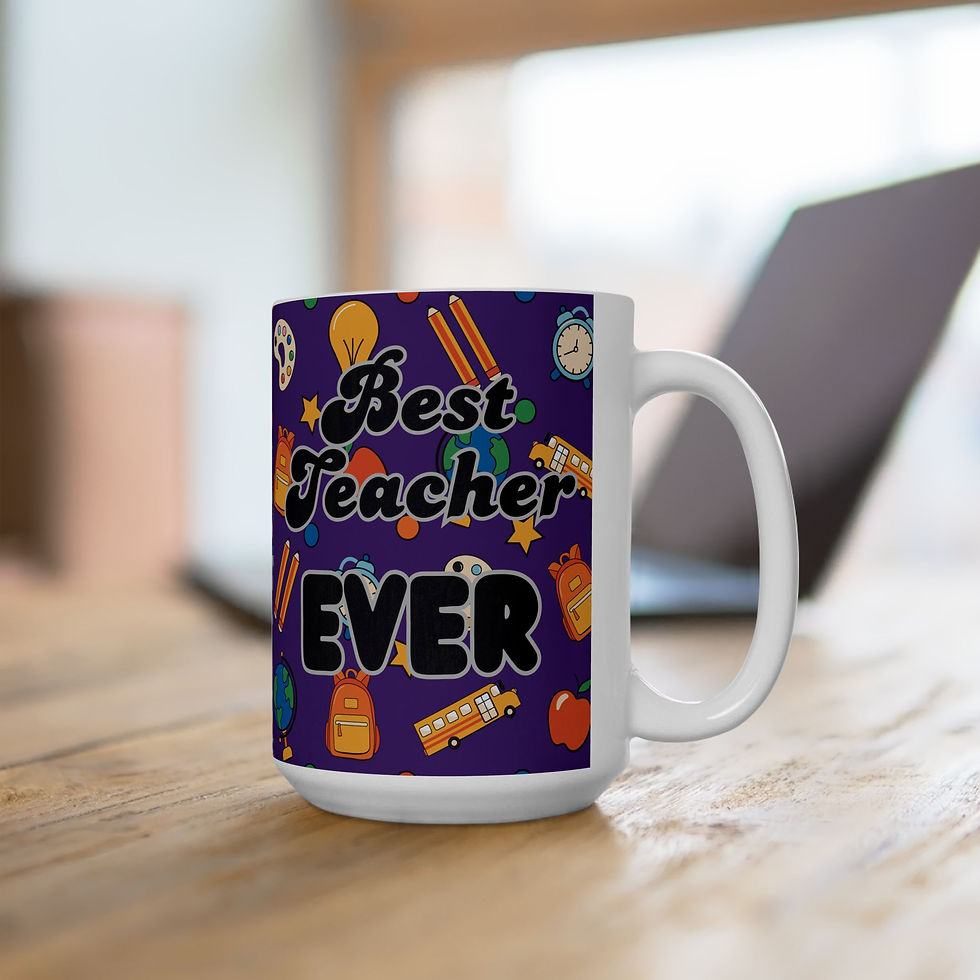Thumbnail: Best Teacher Ever Ceramic Mug — Colorful School Icons 11oz/15oz