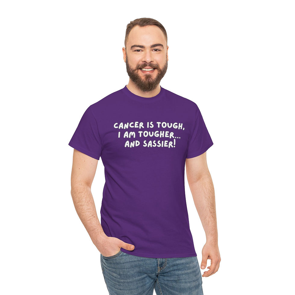 Thumbnail: CANCER IS TOUGH, BUT I AM TOUGHER AND SASSIER Cotton Tee | Cancer fighter Gift