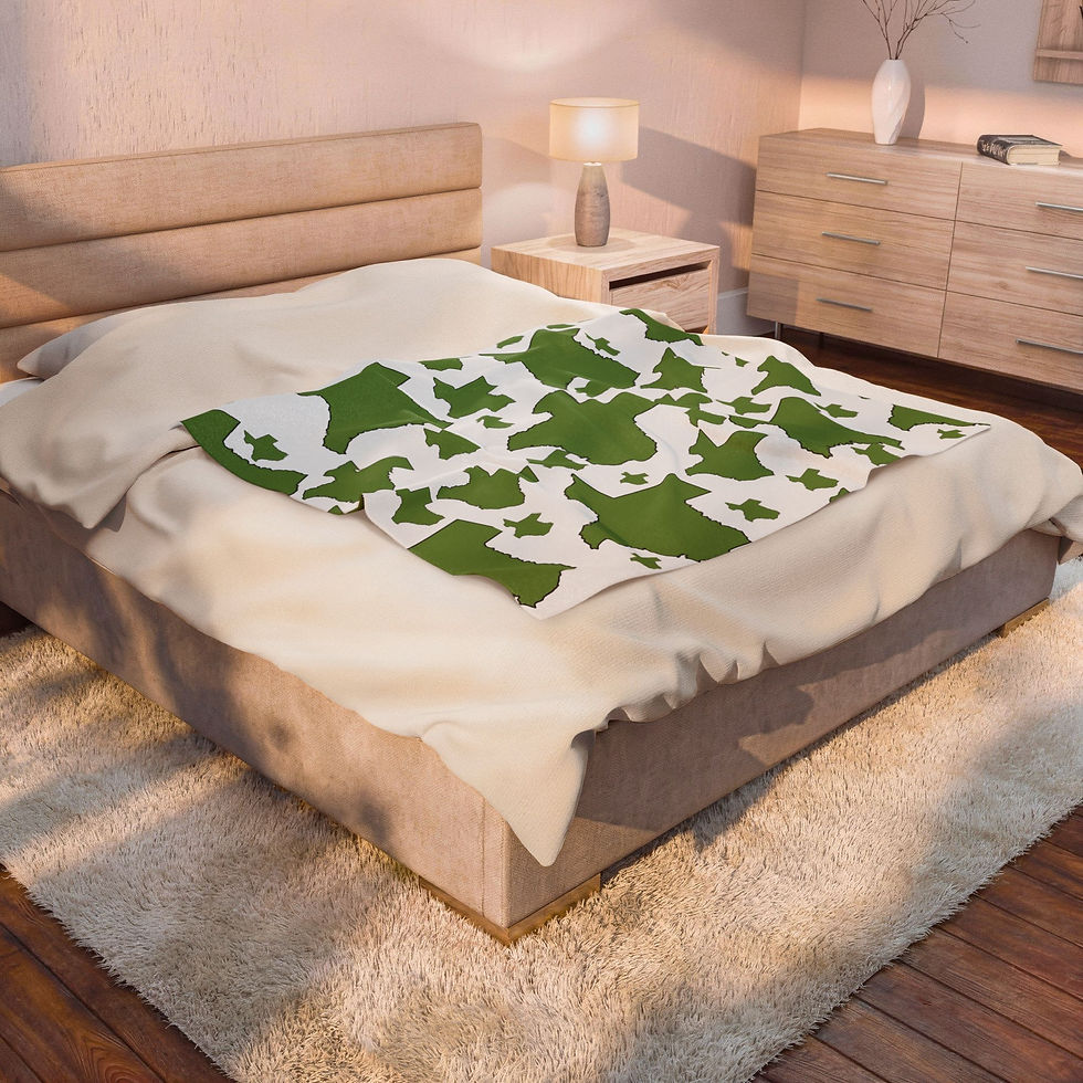 Thumbnail: Texas Pattern Velveteen Blanket — Sage Green with White State Silhouette Throw