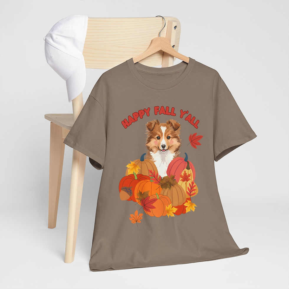 Thumbnail: "Happy Fall Y'all" Sheltie Dog Design, dog lover gift