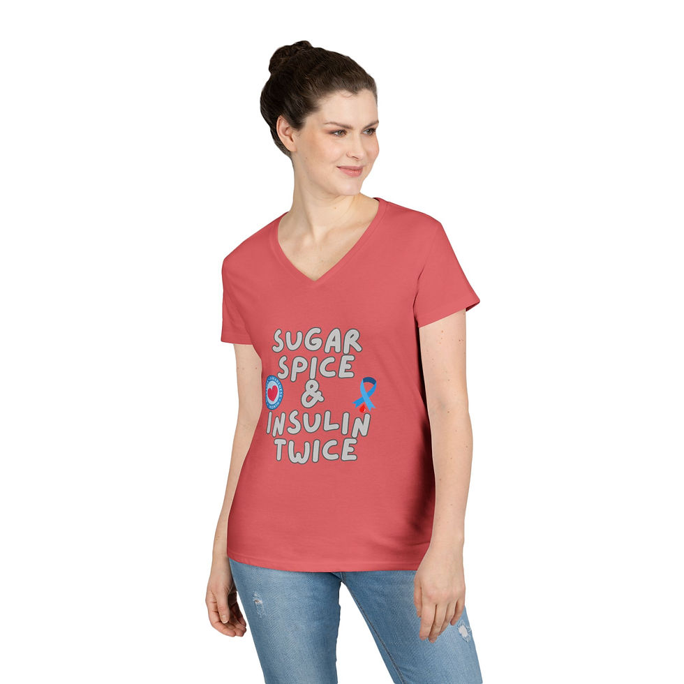 Thumbnail: Sugar Spice & Insulin Twice V-Neck T-Shirt for Women, Diabetes Awareness