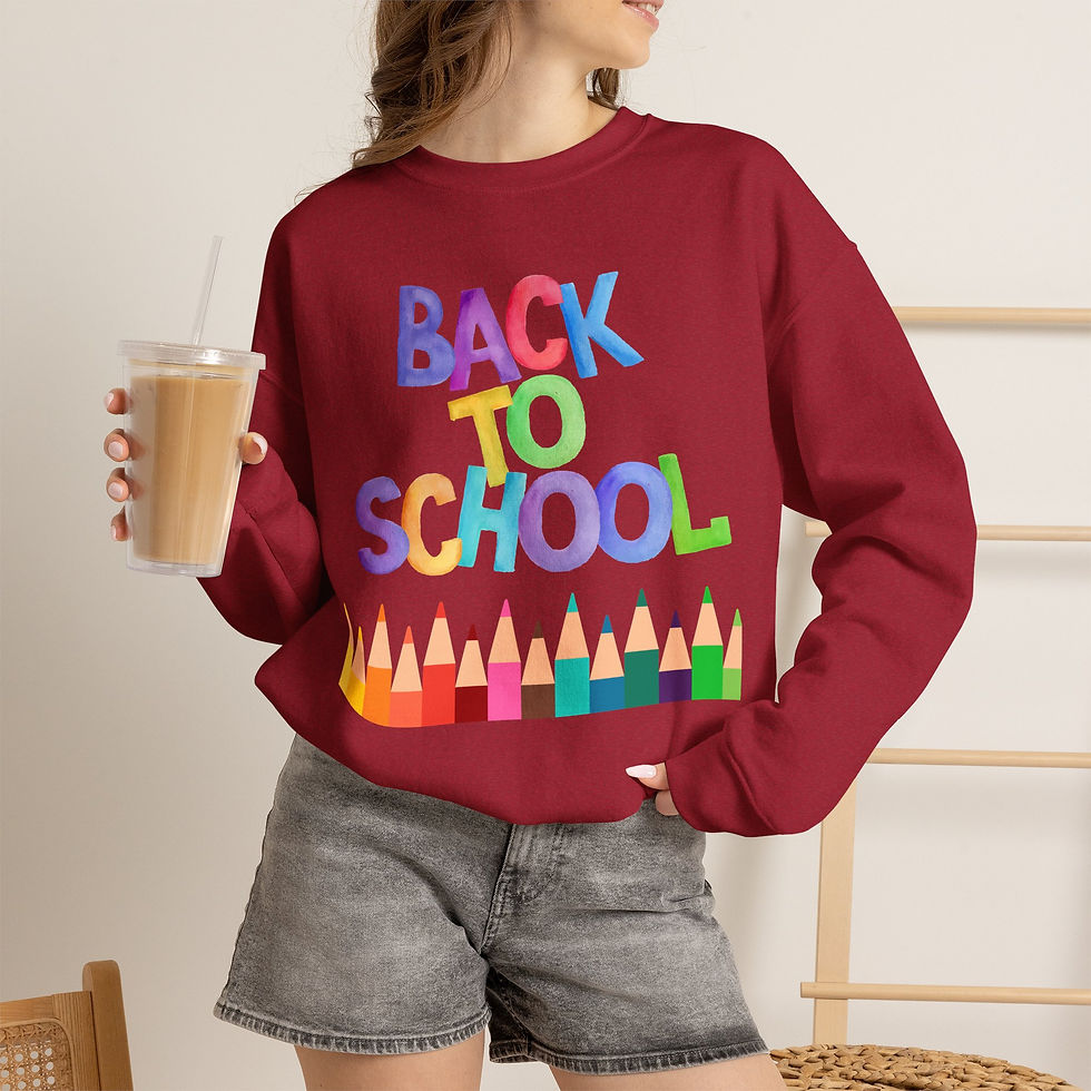 Thumbnail: Back to School Crewneck Sweatshirt — Colorful Pencils Graphic