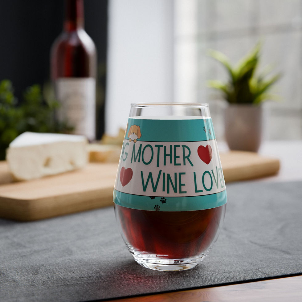 Thumbnail: Dog Mother Wine Glass - 11.75oz Stemless Glass "Dog Mother/  Wine Lover"
