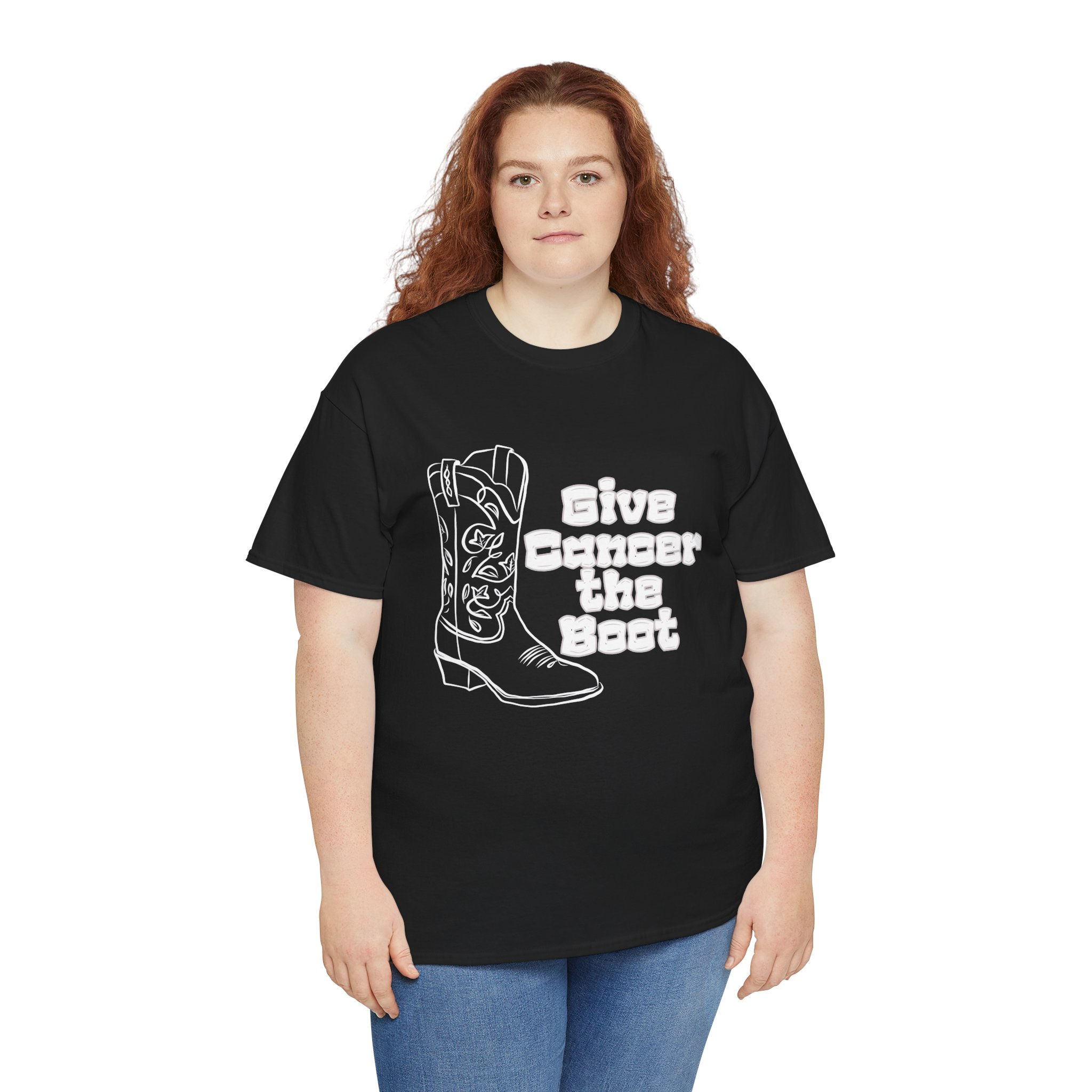 GIVE CANCER THE BOOT Unisex Heavy Cotton Tee