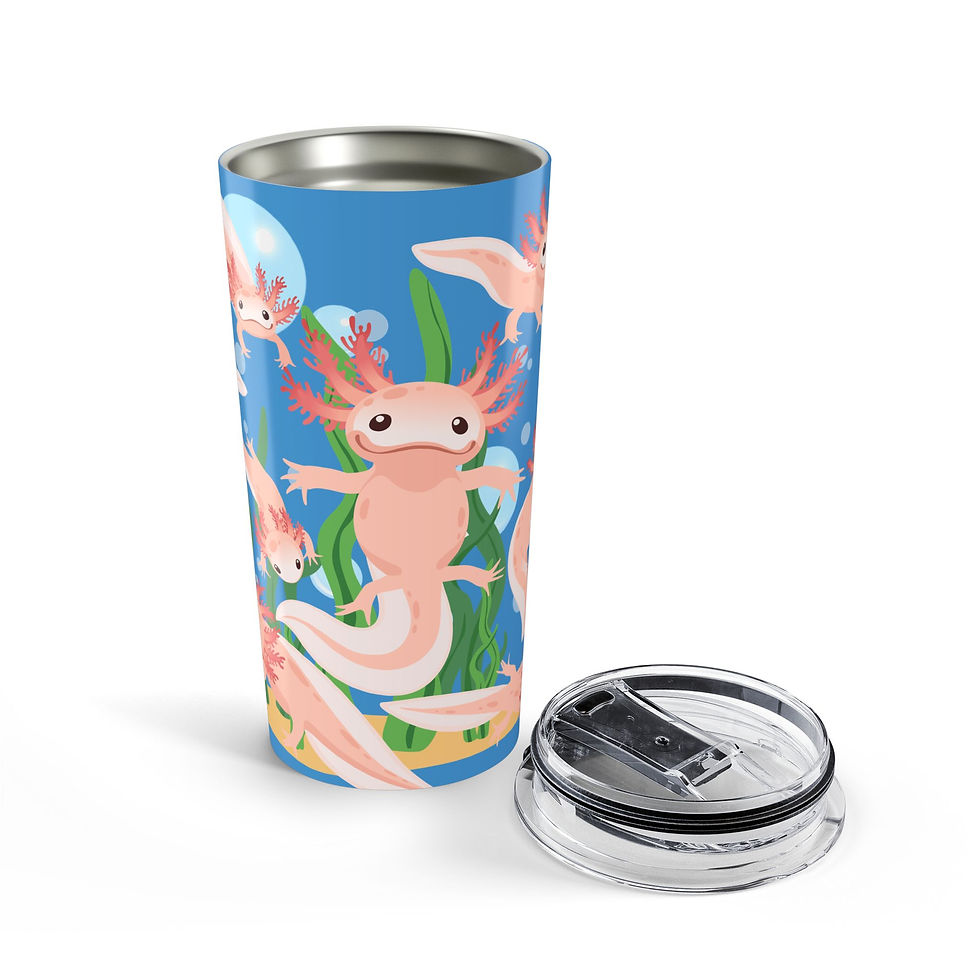 Thumbnail: Axolotl Travel Tumbler 20oz — Cute Pink Axolotl Waterproof Insulated Travel Mug