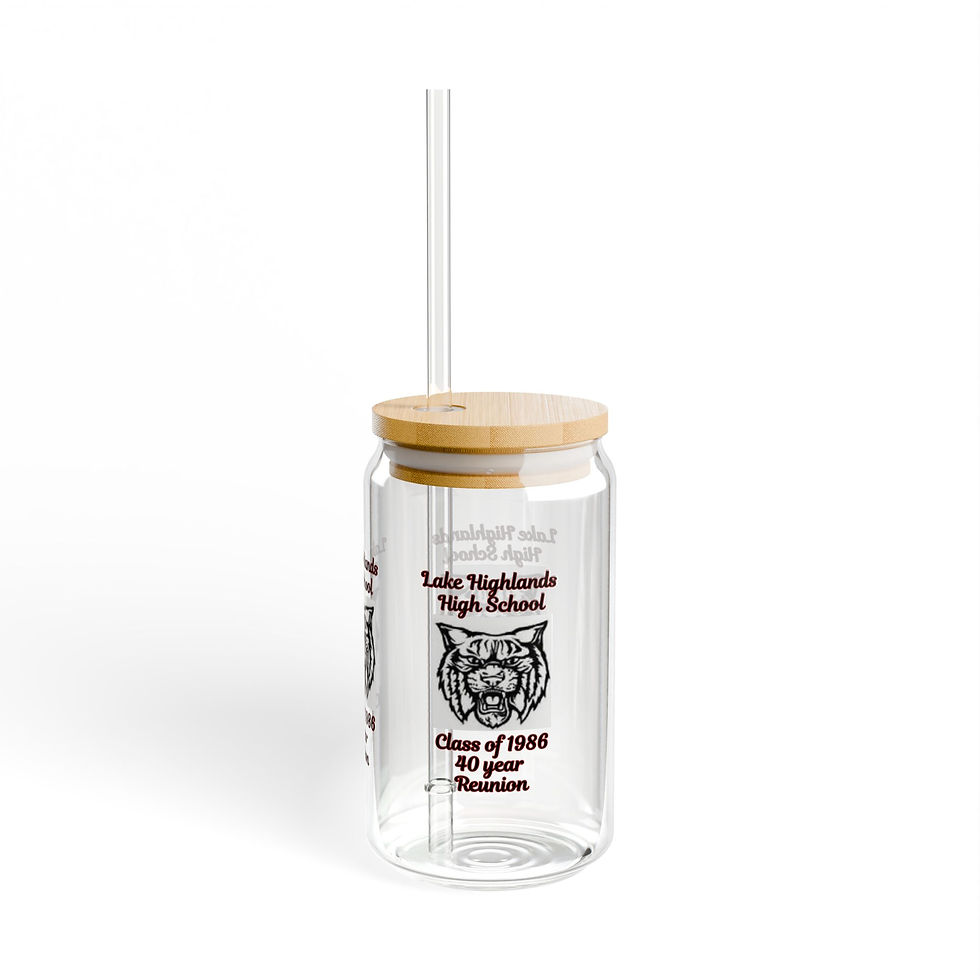 Thumbnail: 16oz Glass Sipper Tumbler – Lake Highlands Class of 1986 40-Year Reunion