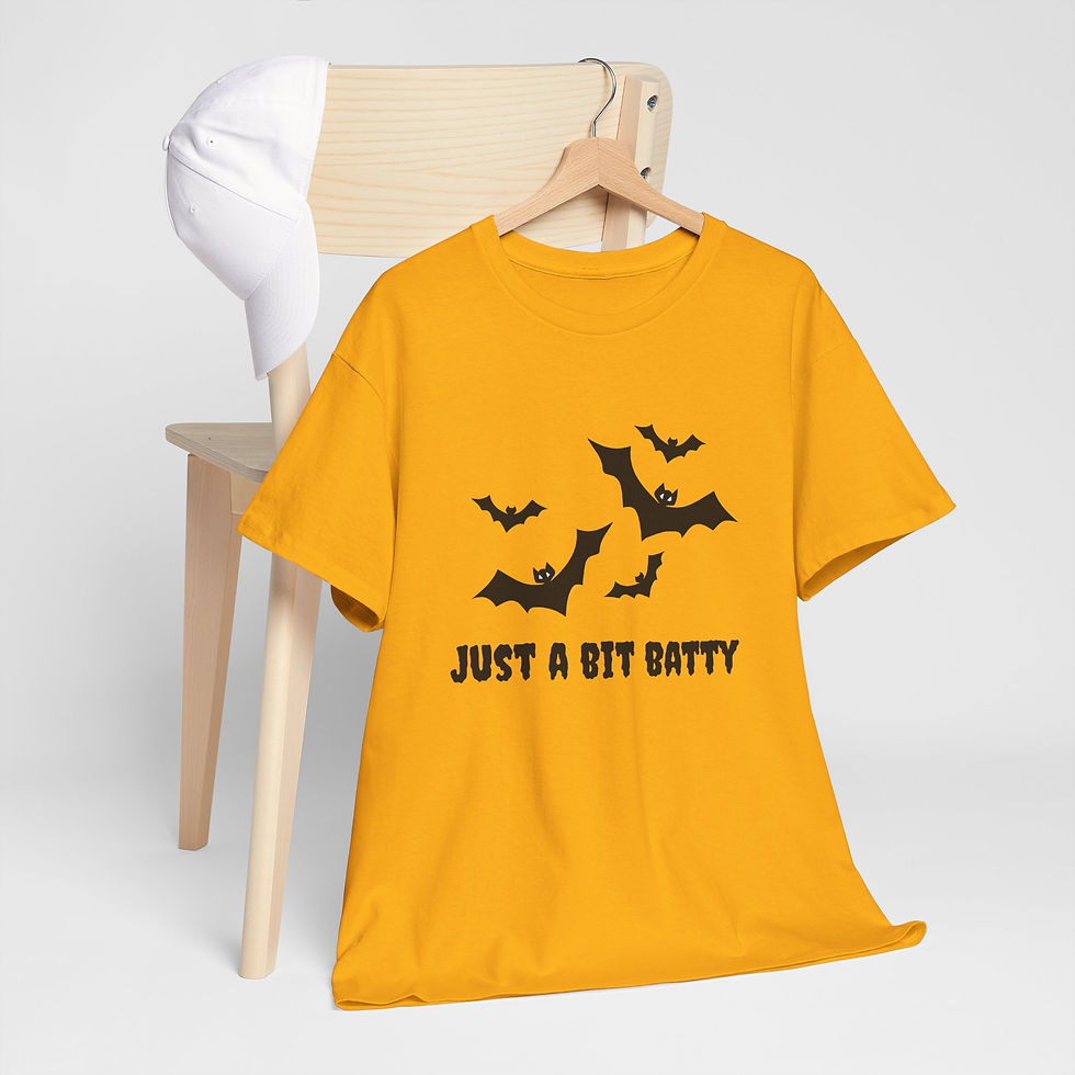 Thumbnail: Tee with 'Just a Bit Batty' Design, Halloween Tee,Gift for Halloween Lovers, 