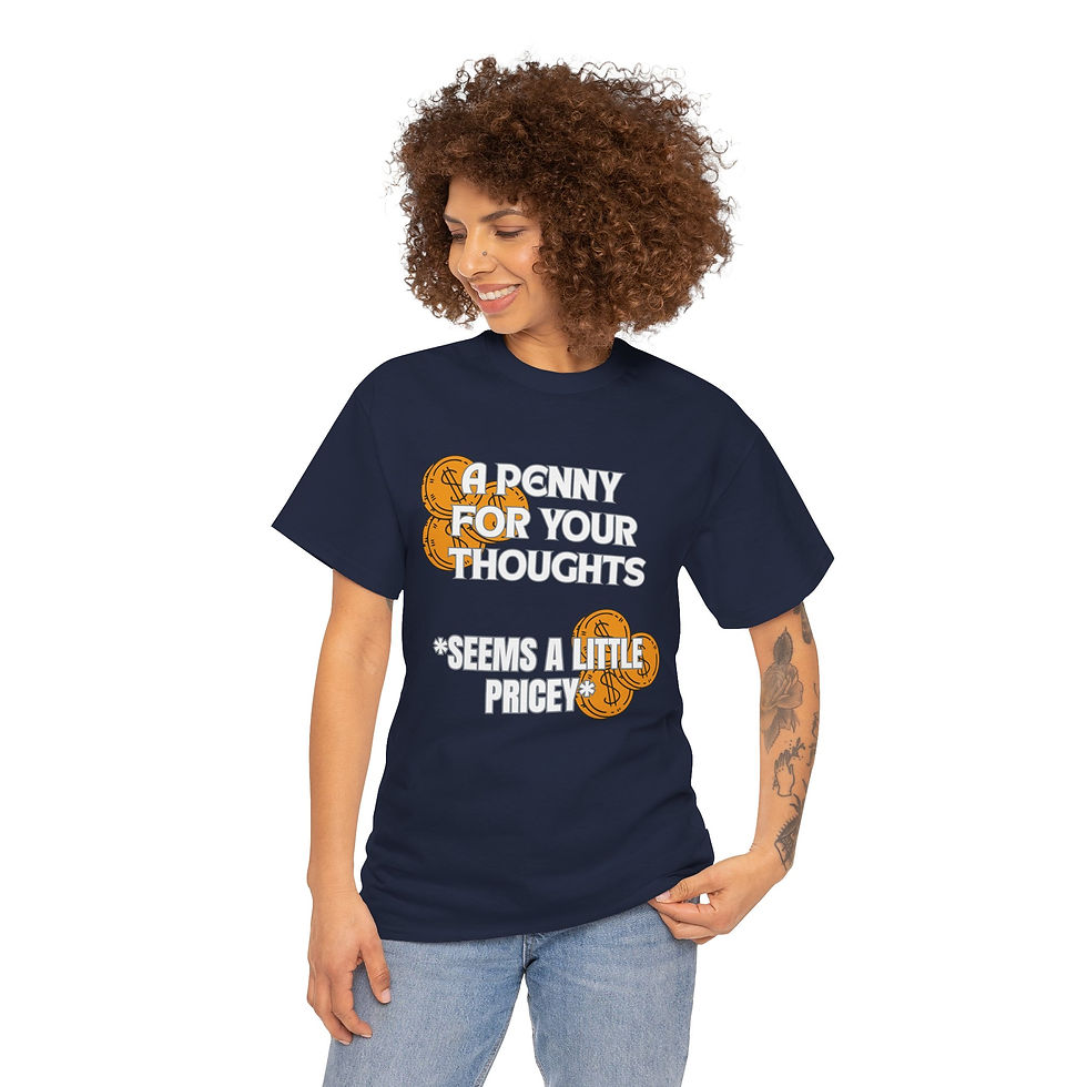 Thumbnail: Funny Graphic Tee - "A Penny For Your Thoughts" Vintage Coin Design