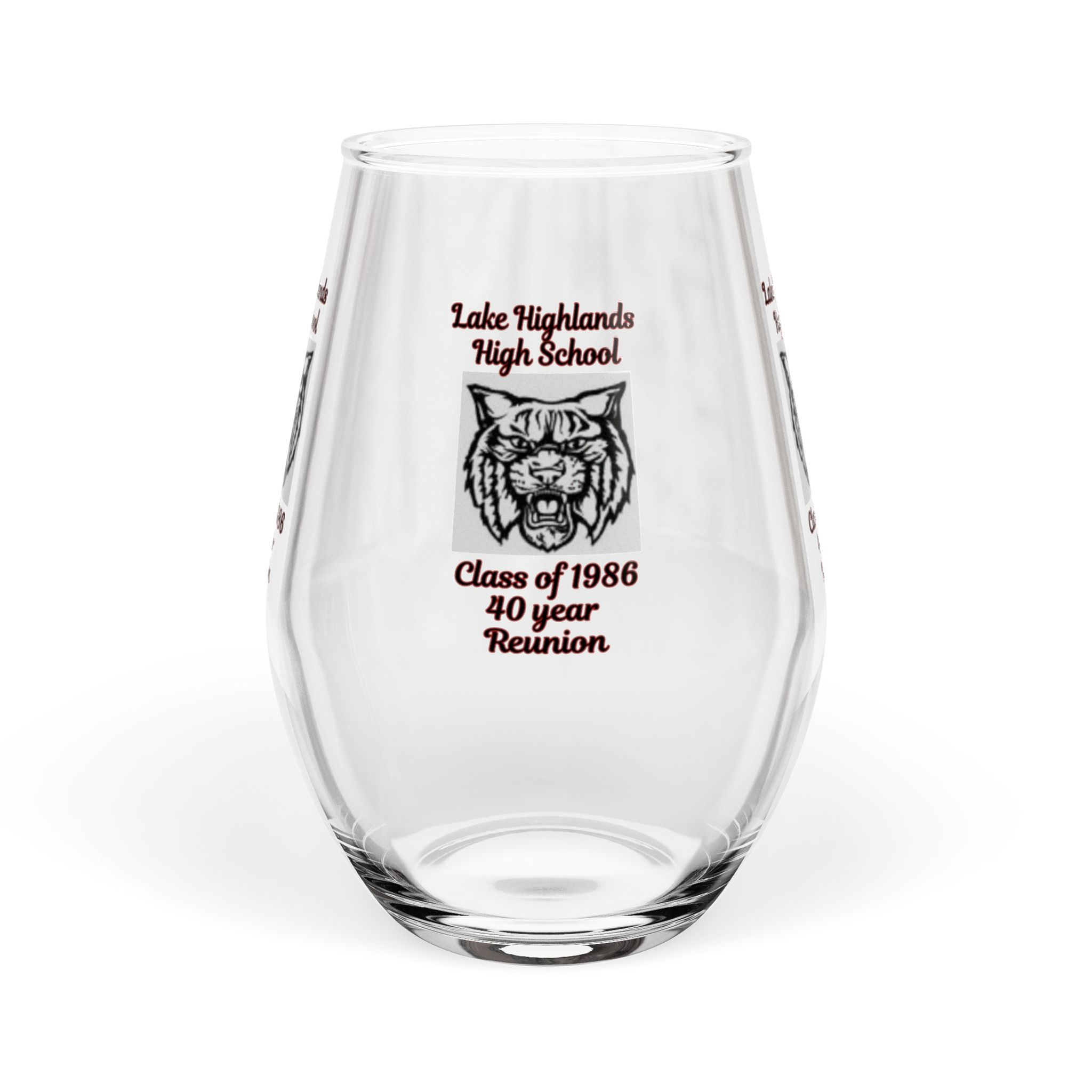 Class of 1986 Stemless Wine Glass – 40 Year High School Reunion Keepsake