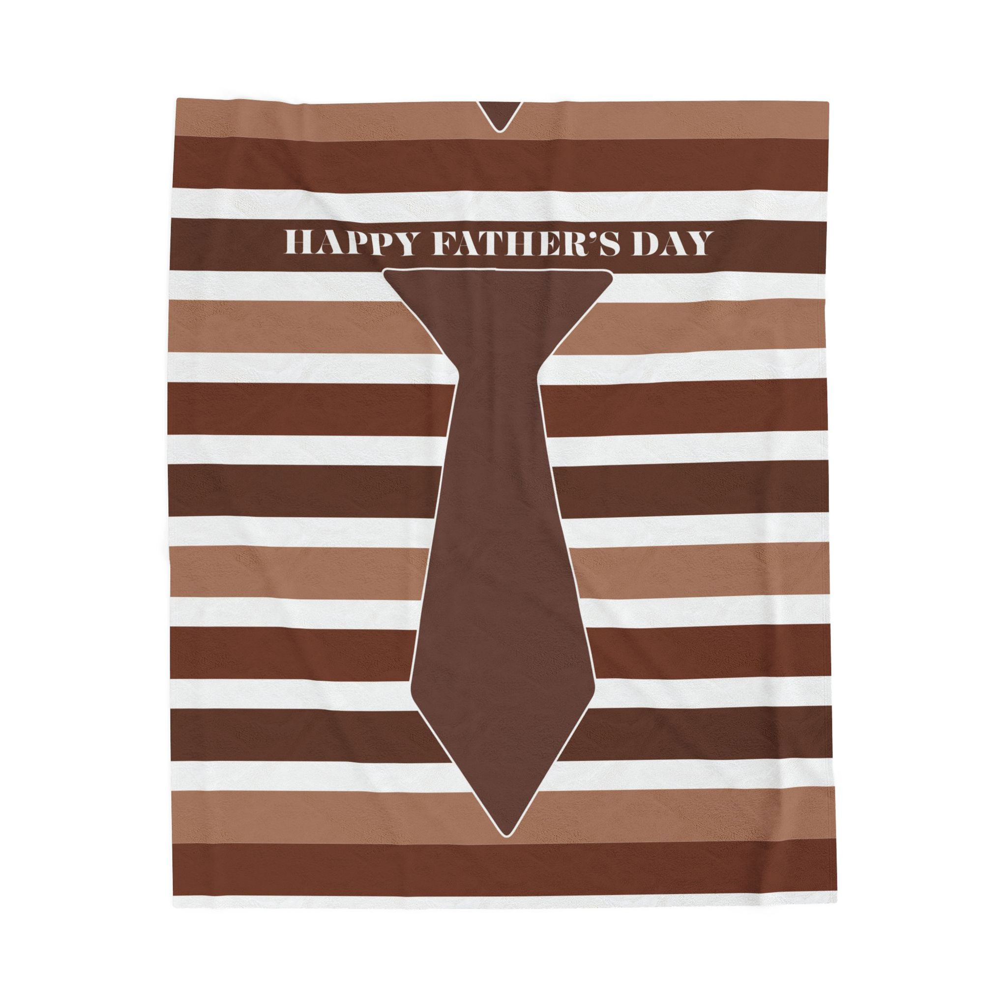 Father's Day Tie Plush Blanket — 'Happy Father's Day' Striped Velveteen Throw