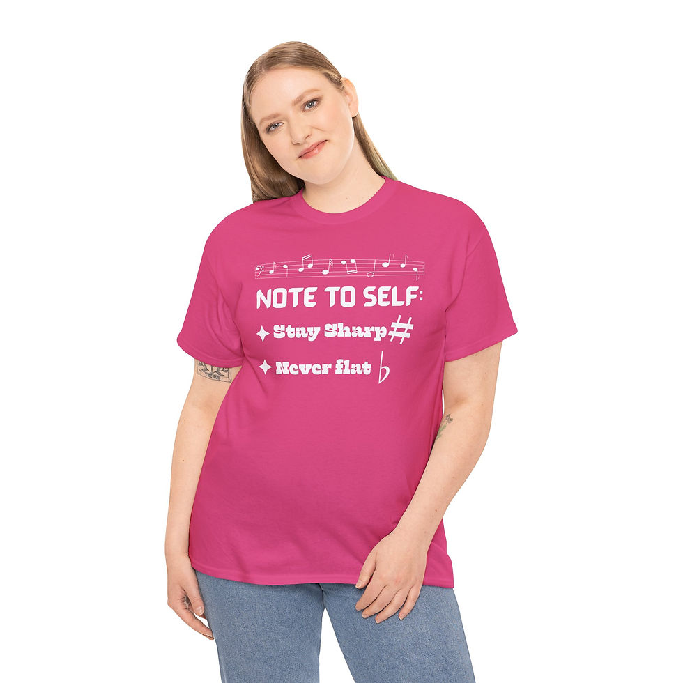Thumbnail: NOTE TO SELF: STAY SHARP, NEVER FLAT (Music humor white letters )