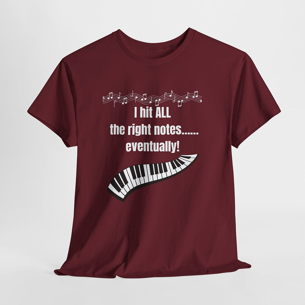 Thumbnail: I HIT ALL THE RIGHT NOTES EVENTUALLY (Music Humor white letters) Cotton Tee
