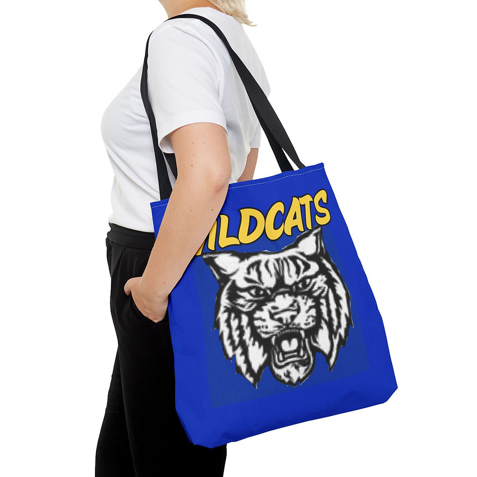 Thumbnail: Wildcats Mascot Tote Bag — Bold Blue School Spirit Canvas Tote