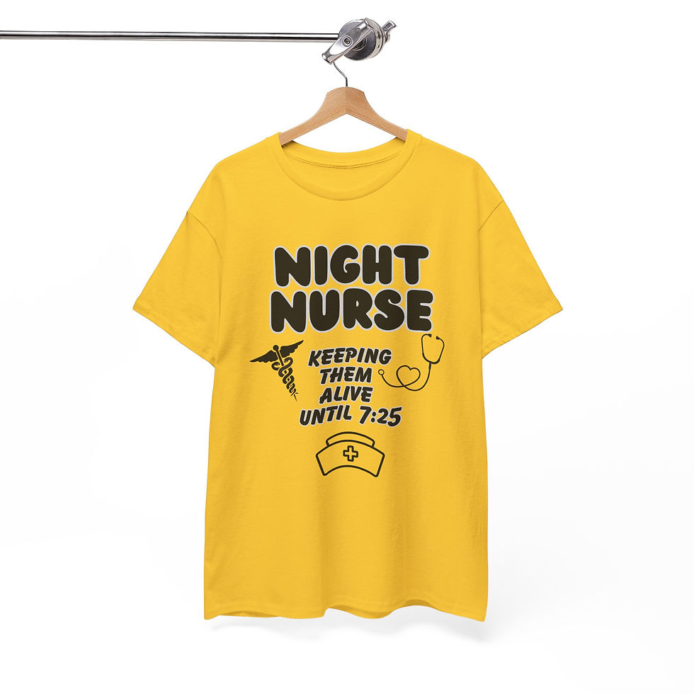 Thumbnail: Night Nurse Unisex Heavy Cotton Tee - Keeping Them Alive Until 7:25