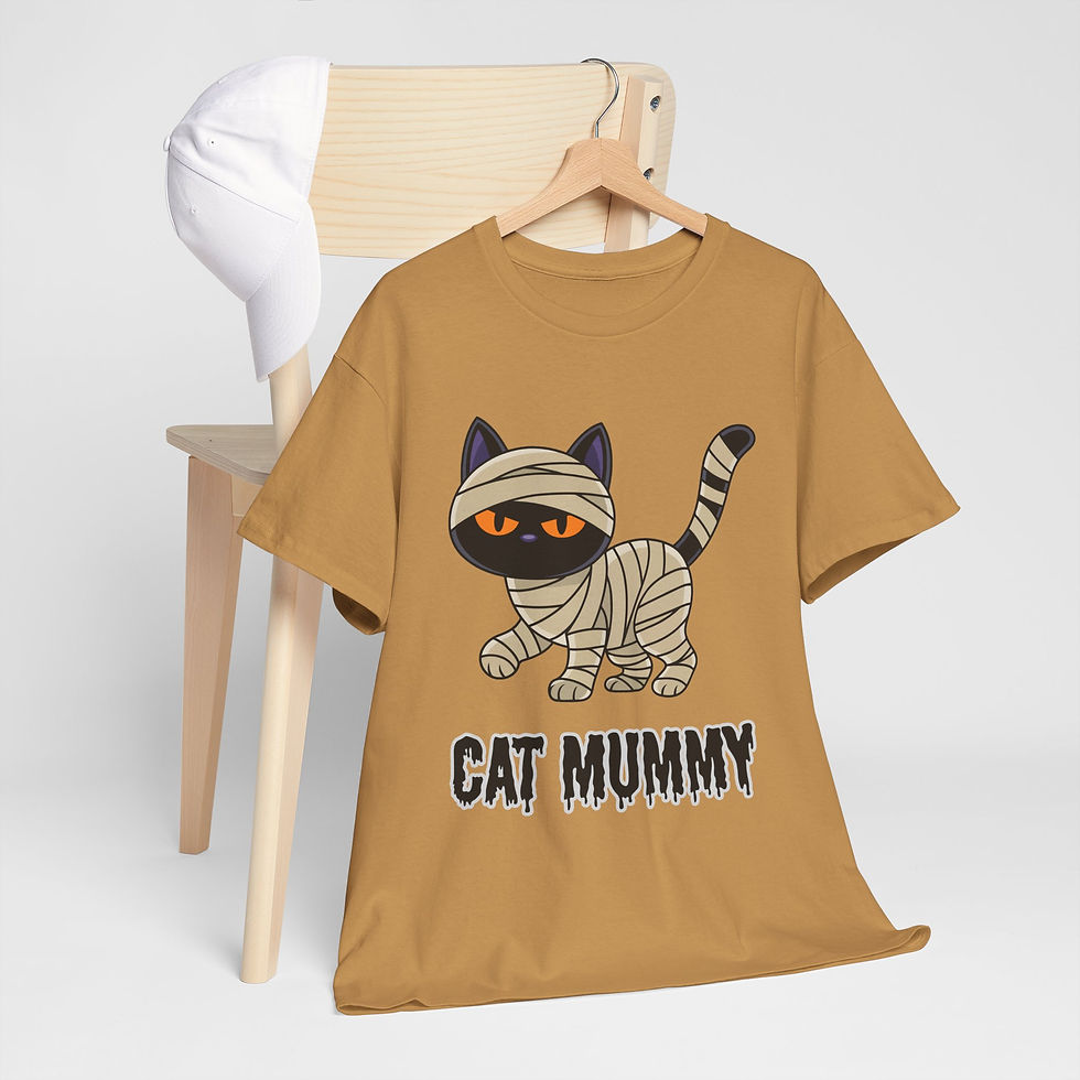 Thumbnail: Cat Mummy T-Shirt — Cute Mummy-Wrapped Cat Halloween Tee ("Cat Mummy")