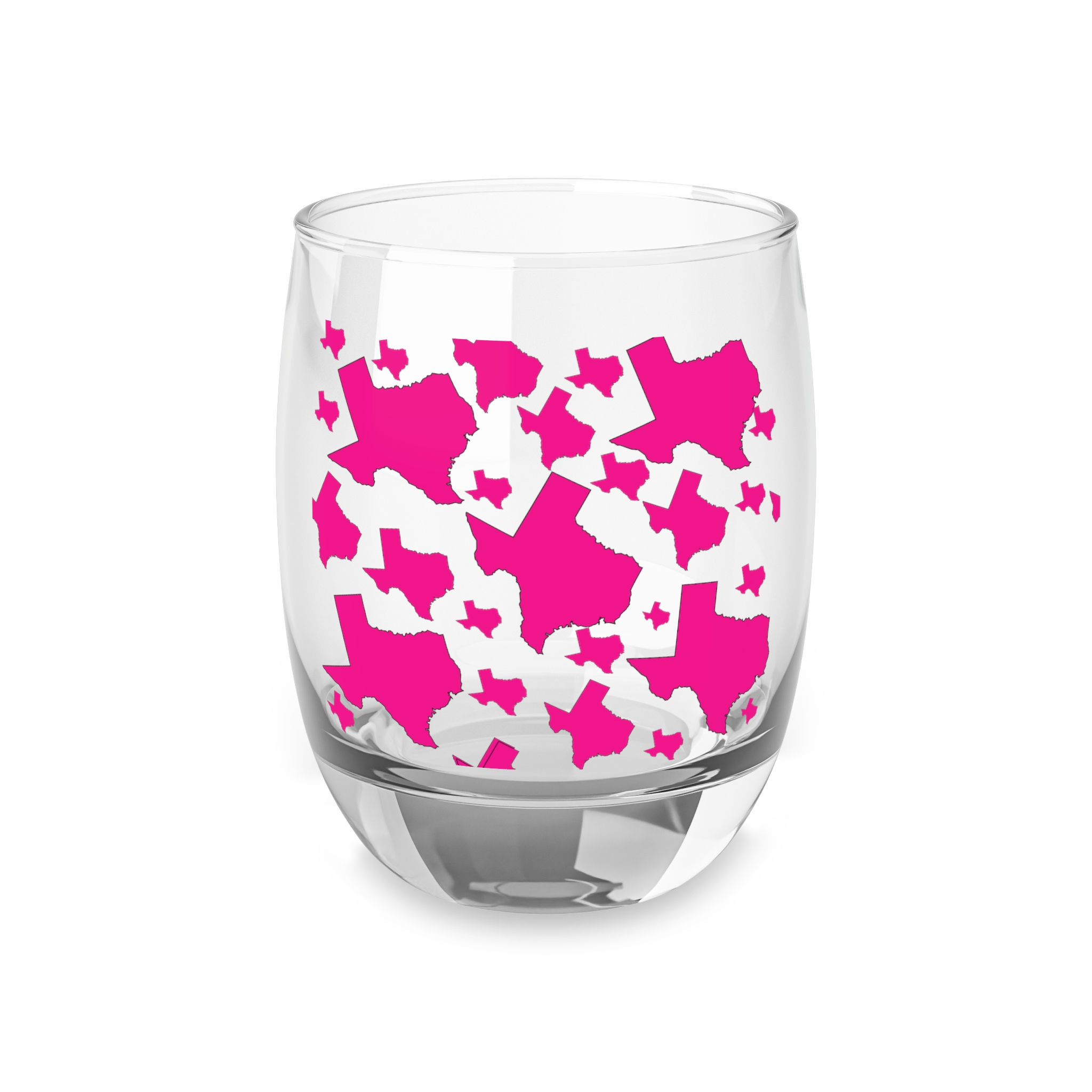 Texas Pattern Whiskey Glass — Pink State Silhouette Rocks Glass