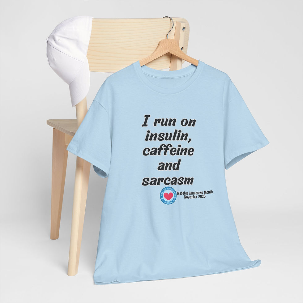 Thumbnail: I RUN ON INSULIN,CAFFEINE AND SARCASM Heavy Cotton Tee,Diabetes Awareness 