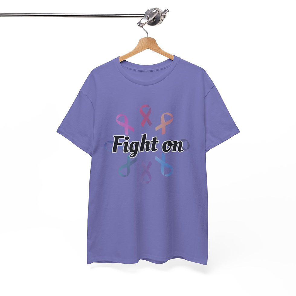 Thumbnail: Fight On T-Shirt Apparel, Supportive Cotton Top, Gift for Survivors, [...]