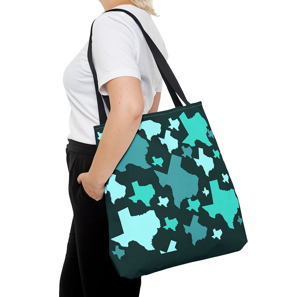Thumbnail: Texas Pattern Tote Bag — Teal/Cyan All-Over-Print Tote