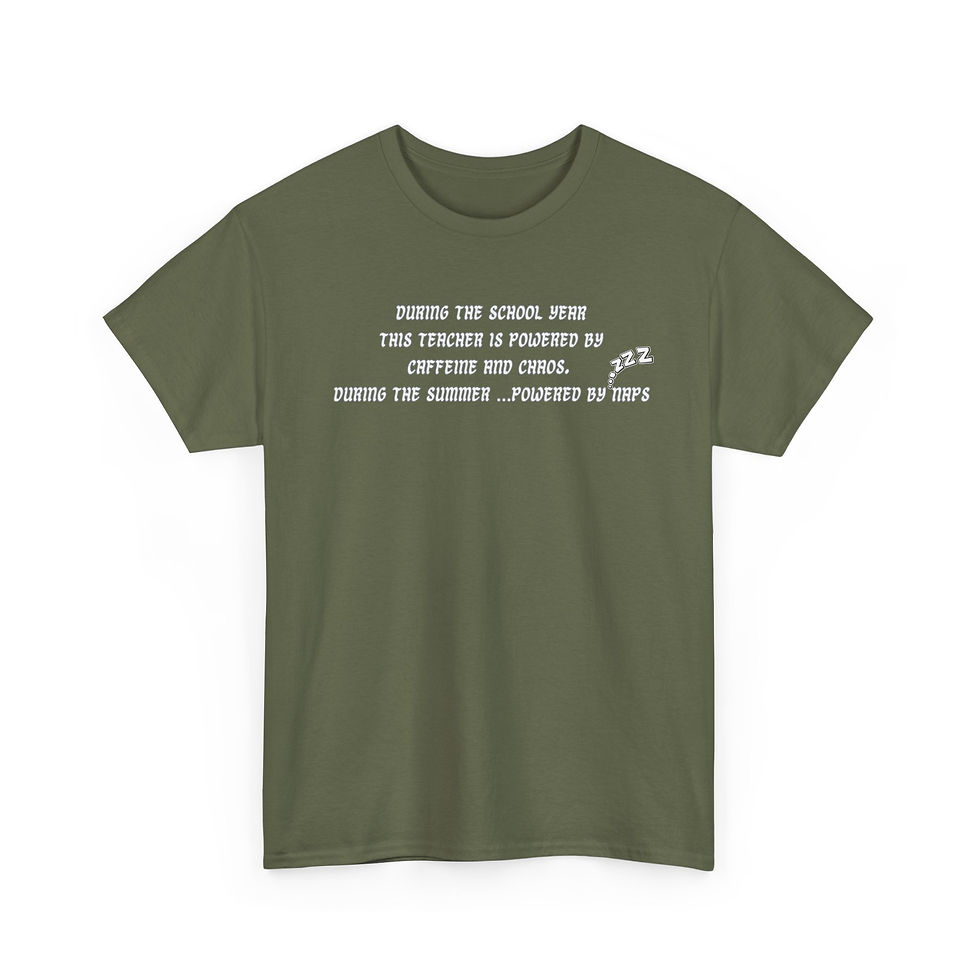 Thumbnail: Teacher Tee"This Teacher Is Powered By Coffee, Caffeine And Chaos" Cotton Shirt