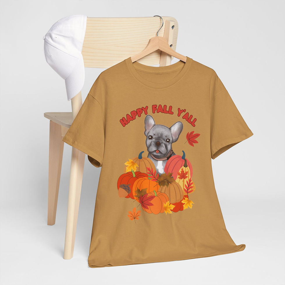 Thumbnail: Happy Fall Y'all Frenchie Heavy Cotton Tee, dog lover gift