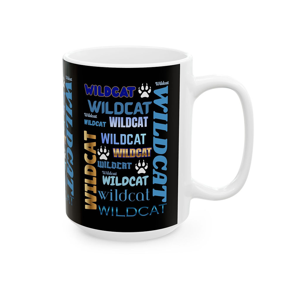 Thumbnail: Wildcat Word Cloud Ceramic Mug — School Spirit Coffee Cup (11oz & 15oz)