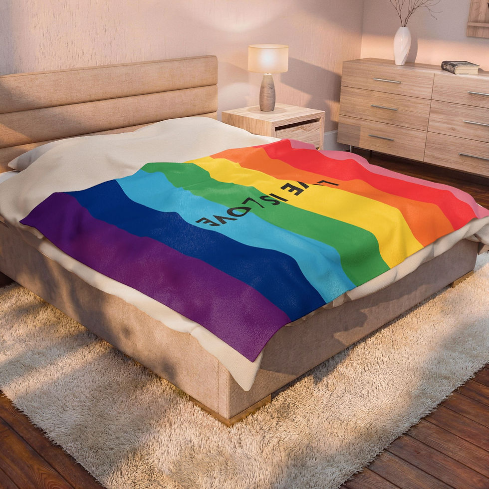Thumbnail: Love Is Love Rainbow Velveteen Plush Blanket — LGBTQ+ Pride Striped Throw