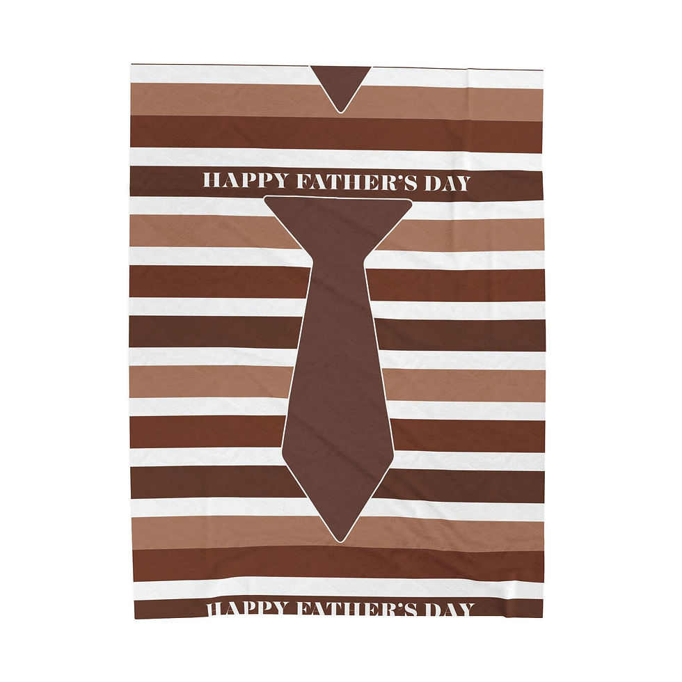 Thumbnail: Father's Day Tie Plush Blanket — 'Happy Father's Day' Striped Velveteen Throw