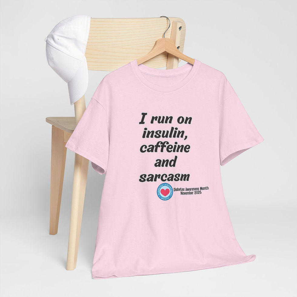 Thumbnail: I RUN ON INSULIN,CAFFEINE AND SARCASM Heavy Cotton Tee,Diabetes Awareness 