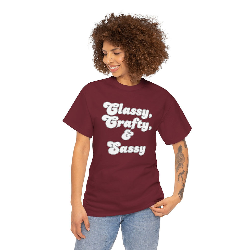 Thumbnail: Graphic Tee — "Classy, Crafty, & Sassy" Retro Script T‑Shirt