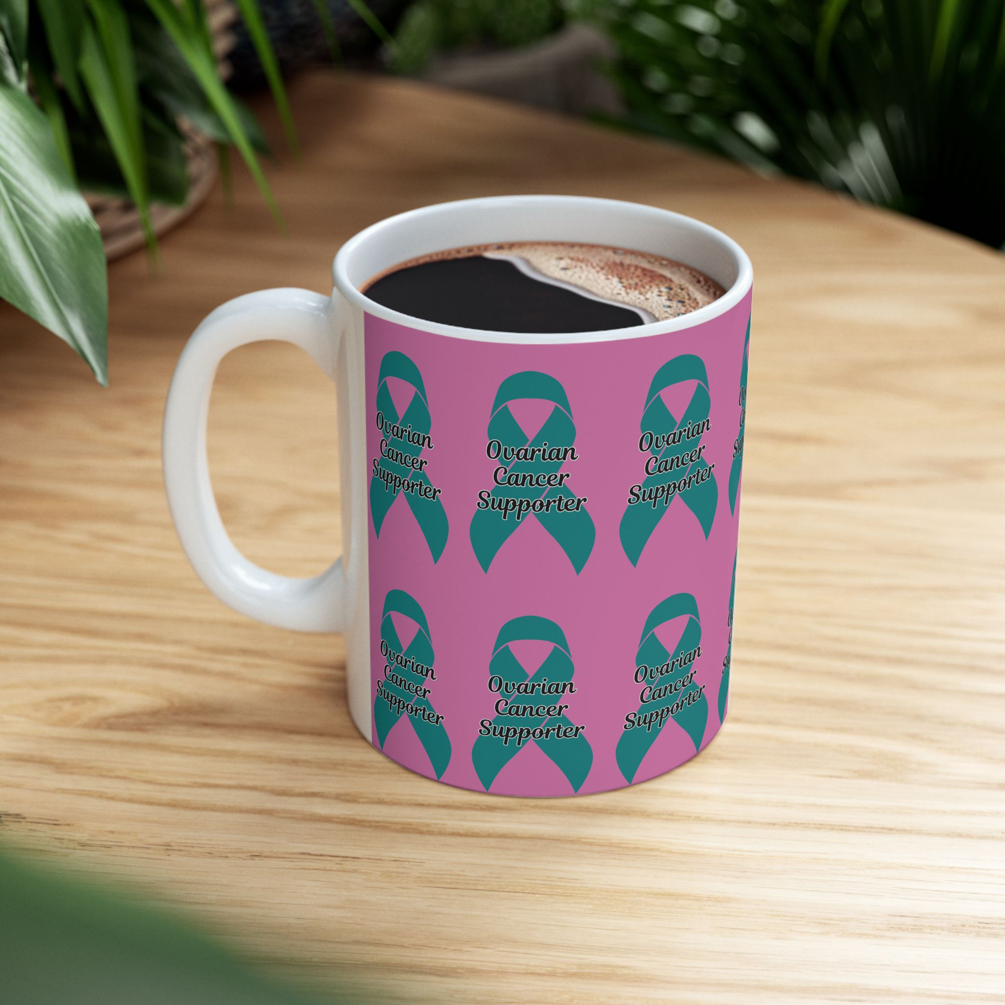 Ovarian Cancer Support Ceramic Mug | 11oz & 15ozCoffee Tea |Awareness Ribbon Mug