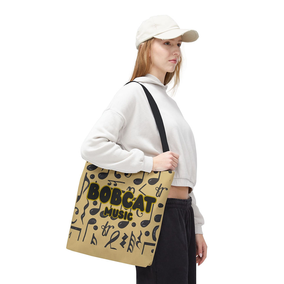 Thumbnail: Bobcat Music Tote Bag — Musical Notes All-Over Print