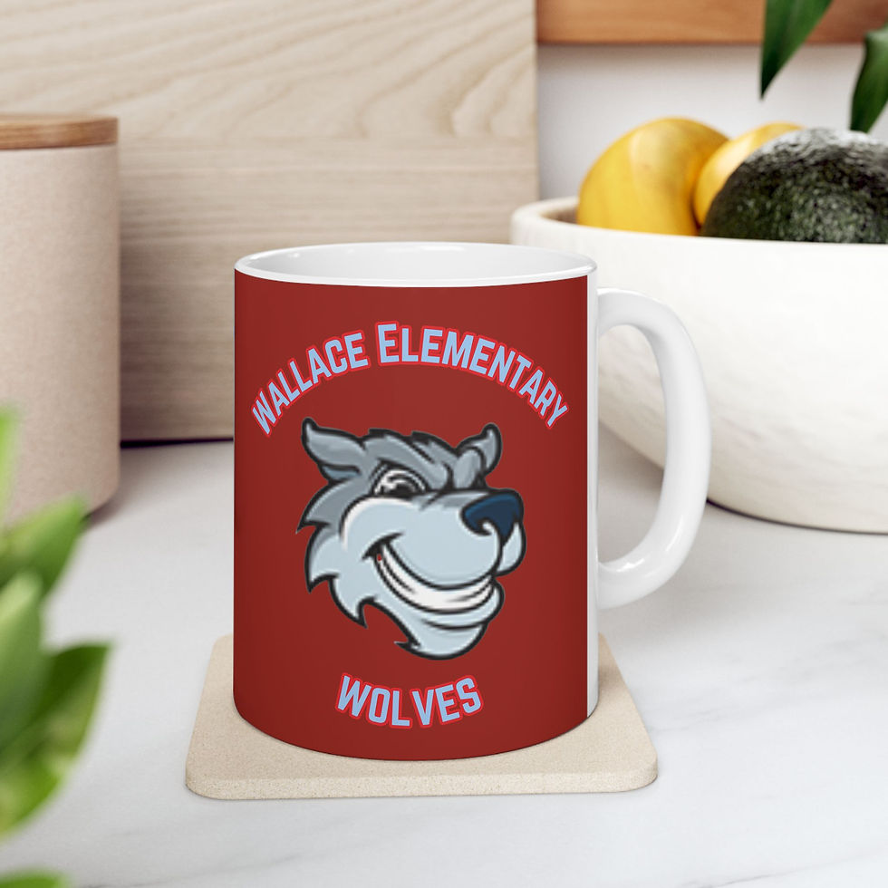 Thumbnail: Wallace Elementary School Mascot Ceramic Mug — Red Paw Prints (11oz & 15oz)