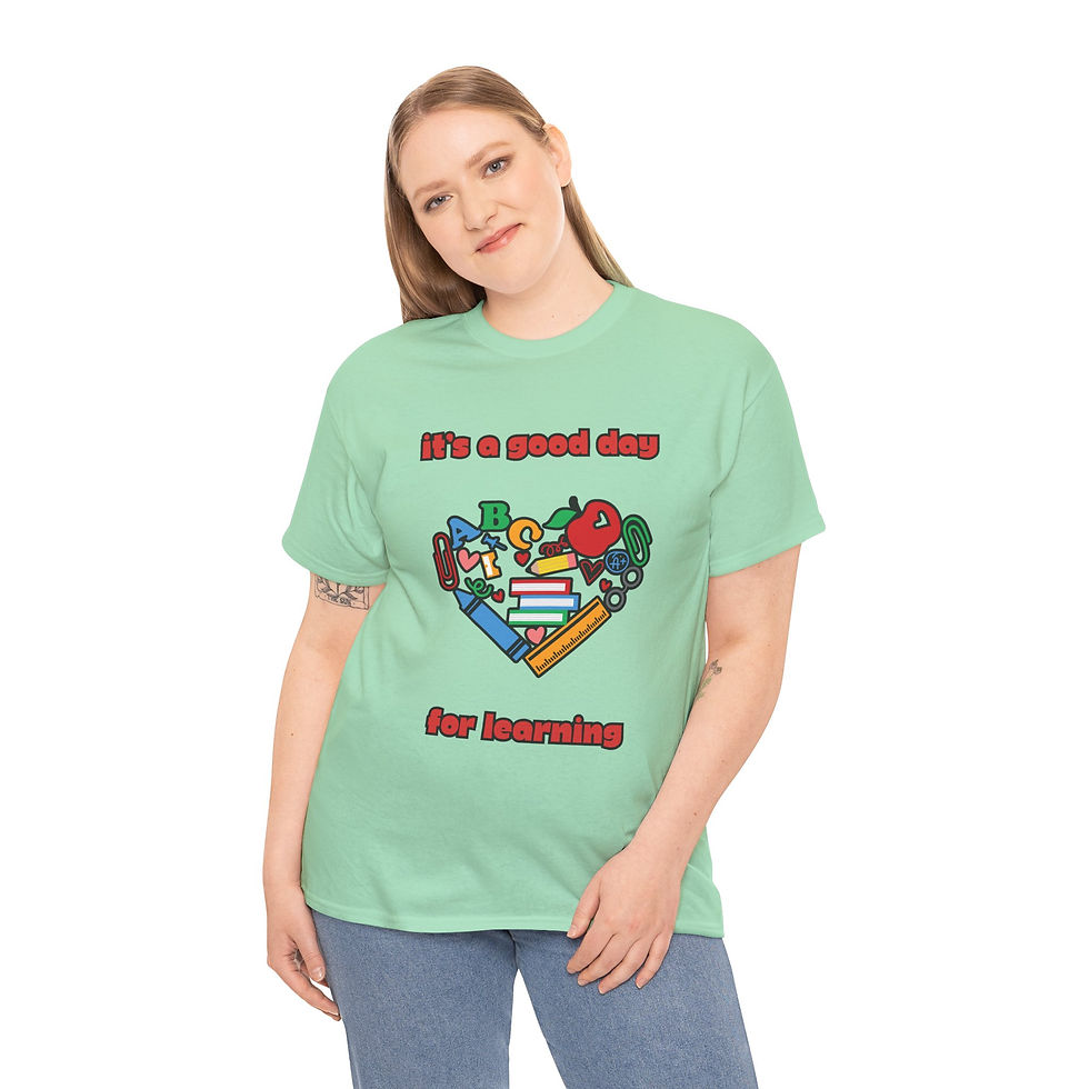 Thumbnail: It's a Good Day for Learning T-Shirt — Heart School Icons Tee for Teachers