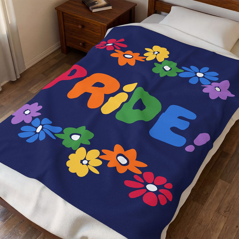 Thumbnail: Pride Velveteen Plush Blanket — Rainbow Floral "PRIDE!" Cozy Throw