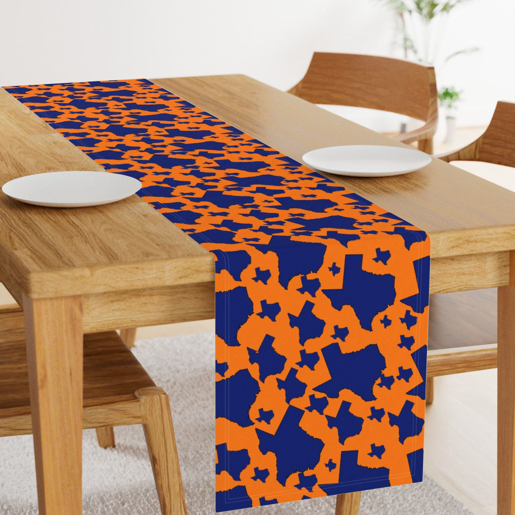 Texas Navy on Orange Table Runner3 available sizes