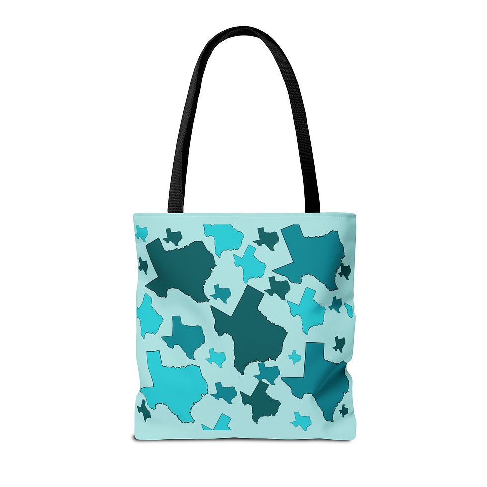Thumbnail: Texas Pattern Tote Bag – Teal State Silhouette All-Over Print Tote