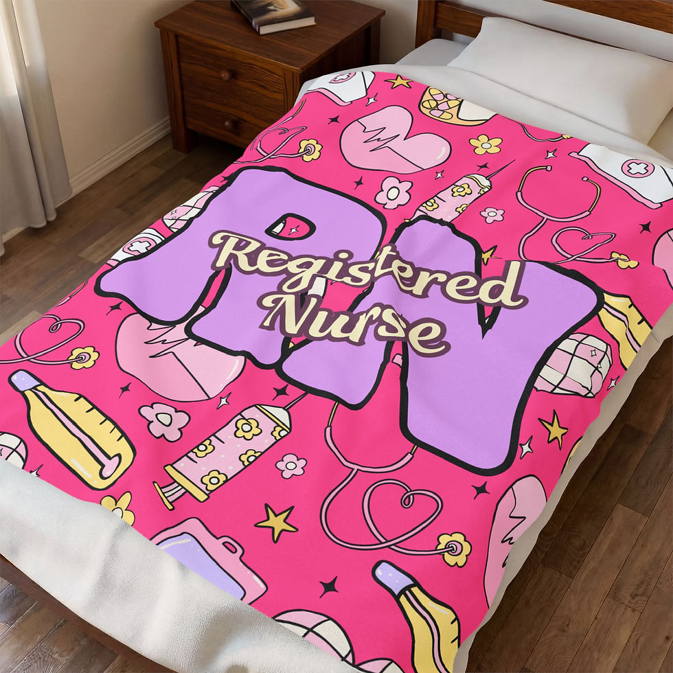 Thumbnail: Registered Nurse RN Velveteen Blanket –  Pink Medical Pattern Gift for Nurses