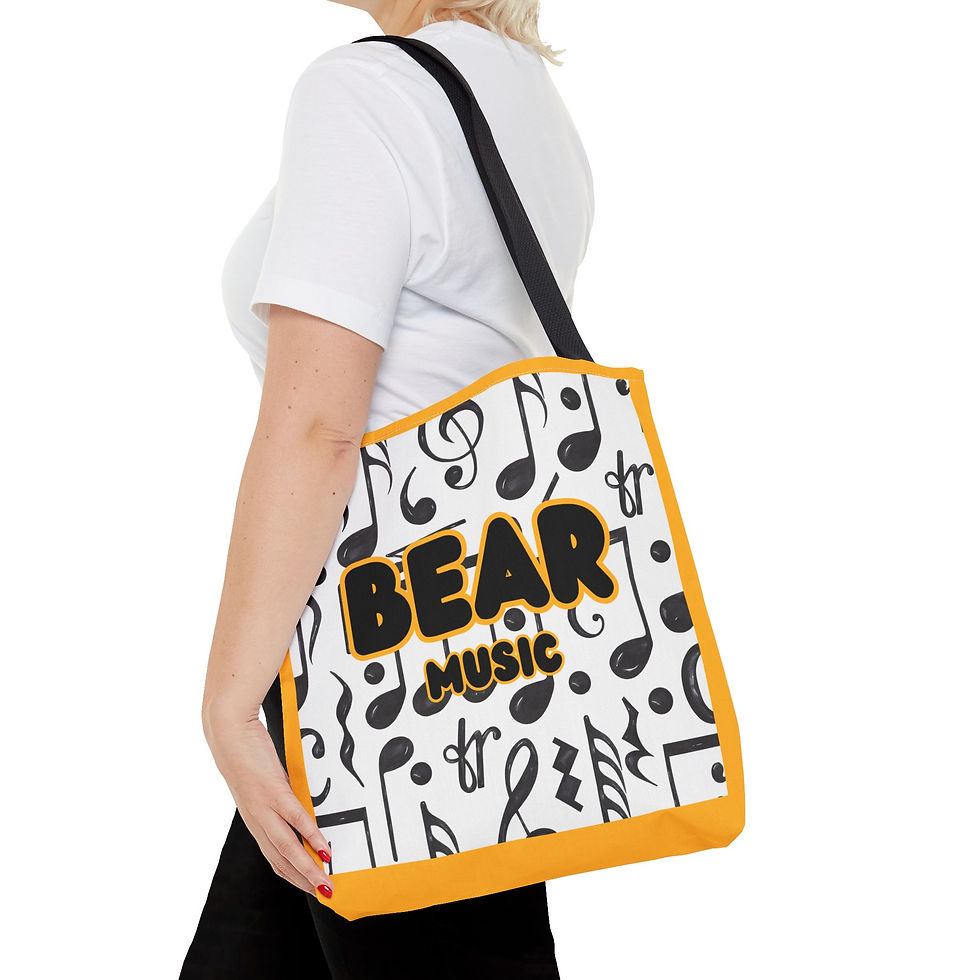 Thumbnail: Bear Music Tote Bag – Musical Notes All-Over Print Tote