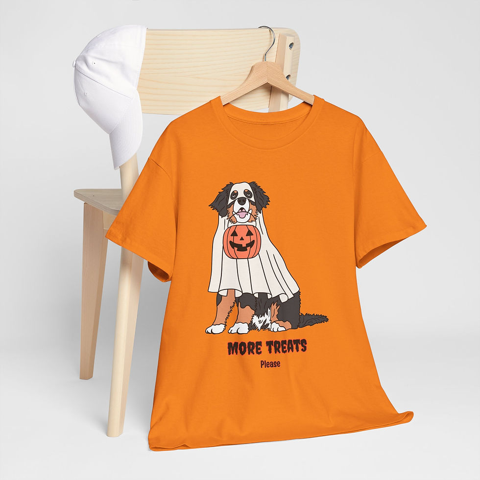 Thumbnail: Halloween Dog T-Shirt — "More Treats Please" Ghost Costume Tee